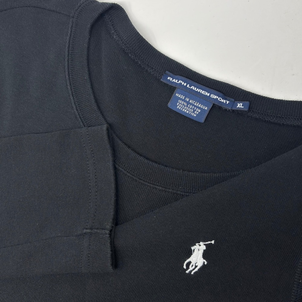 Ralph Lauren Sport Black Cotton Crewneck Long Sleeve Sweatshirt XL Logo